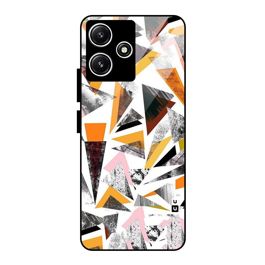 Abstract Sketchy Triangles Glass Back Case for Redmi 12 5G