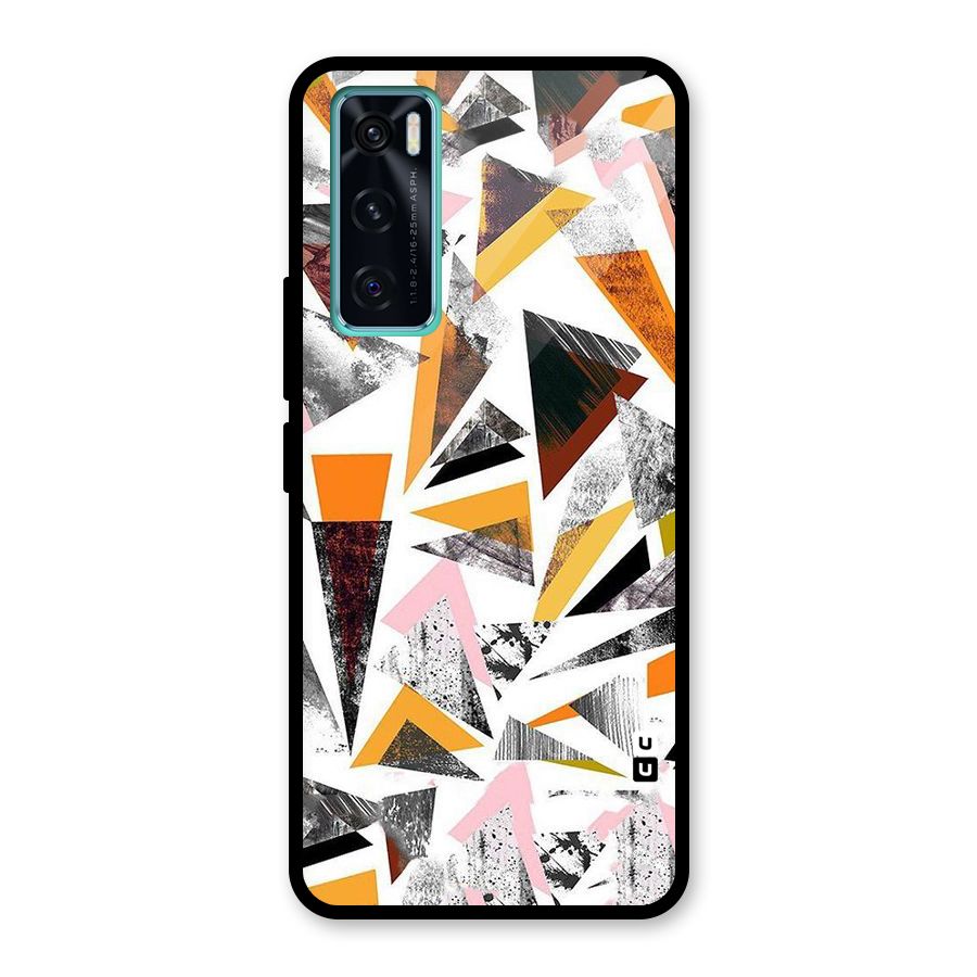 Abstract Sketchy Triangles Glass Back Case for Vivo V20 SE