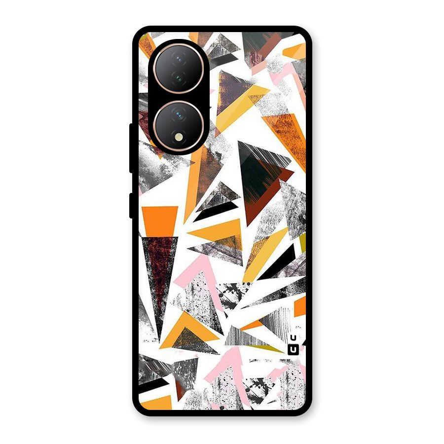 Abstract Sketchy Triangles Glass Back Case for Vivo Y100A