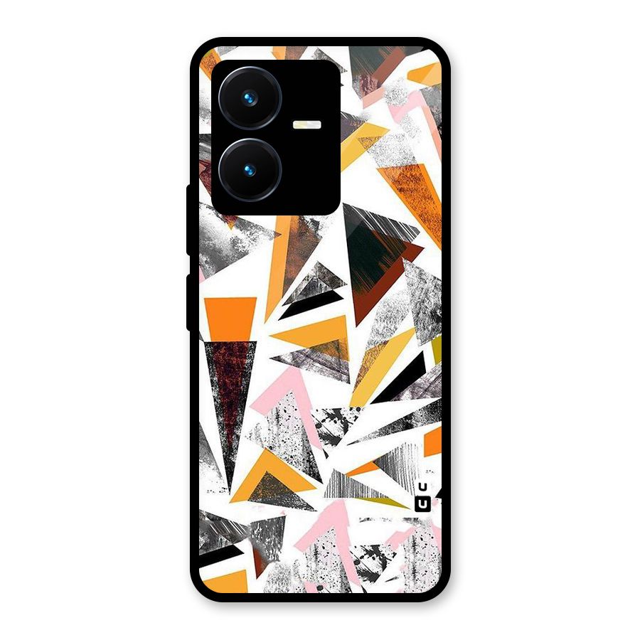 Abstract Sketchy Triangles Glass Back Case for Vivo Y22s