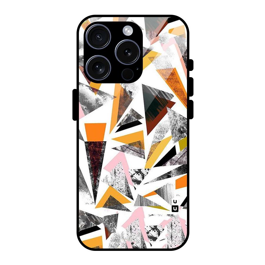 Abstract Sketchy Triangles Glass Back Case for iPhone 15 Pro