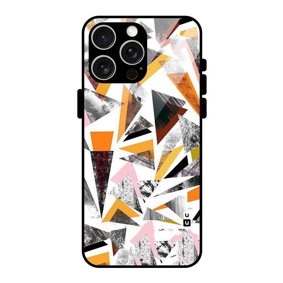 Abstract Sketchy Triangles Glass Back Case for iPhone 15 Pro Max