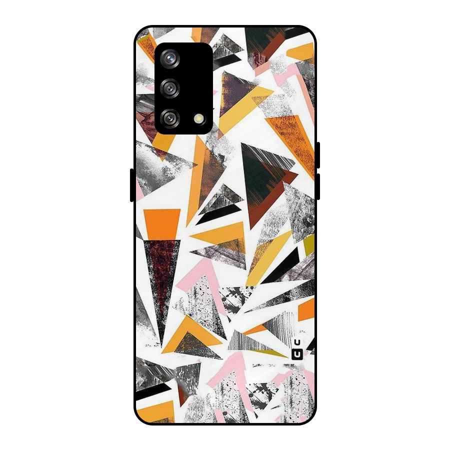 Abstract Sketchy Triangles Metal Back Case for Oppo F19