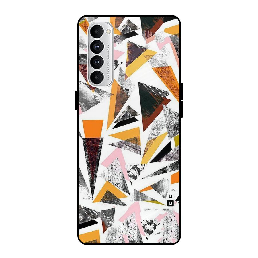 Abstract Sketchy Triangles Metal Back Case for Oppo Reno4 Pro