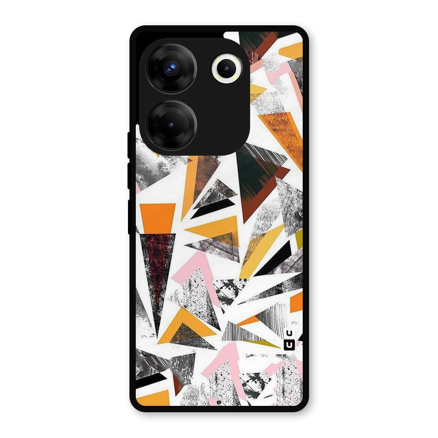 Abstract Sketchy Triangles Metal Back Case for Tecno Camon 20
