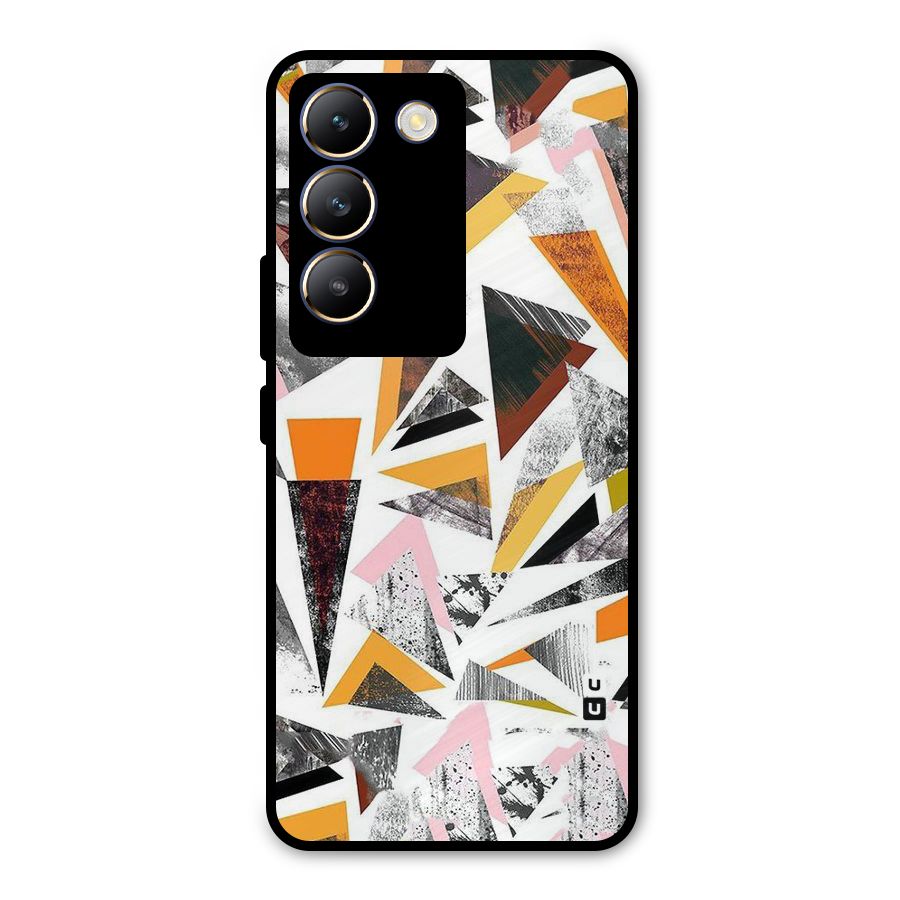 Abstract Sketchy Triangles Metal Back Case for Vivo T3 5G