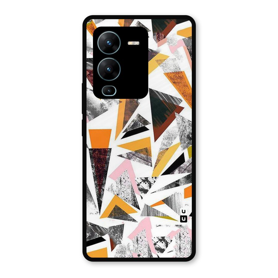 Abstract Sketchy Triangles Metal Back Case for Vivo V25 Pro