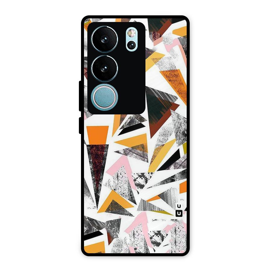 Abstract Sketchy Triangles Metal Back Case for Vivo V29 Pro