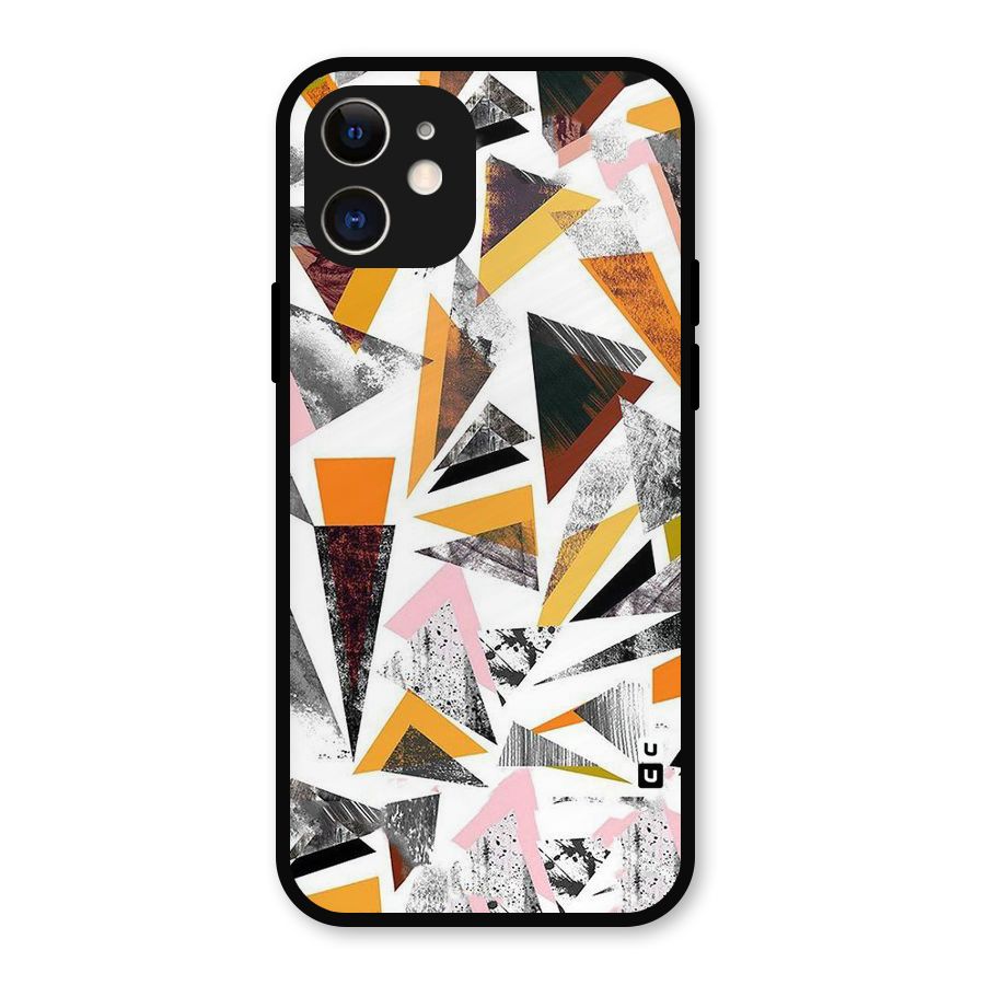 Abstract Sketchy Triangles Metal Back Case for iPhone 12
