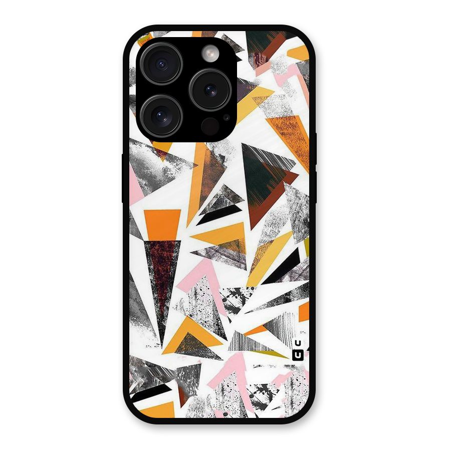 Abstract Sketchy Triangles Metal Back Case for iPhone 15 Pro
