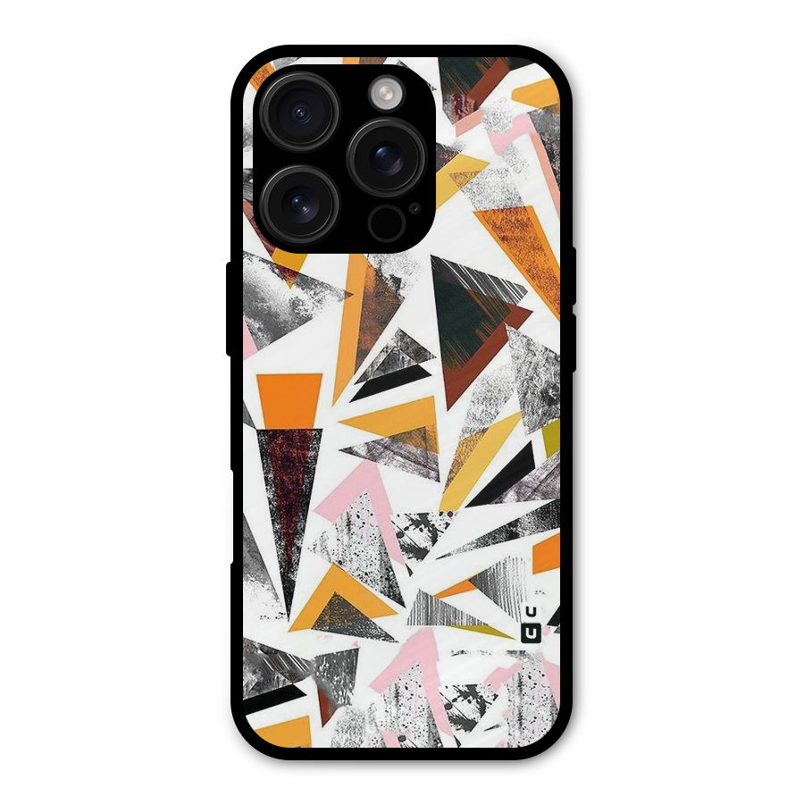 Abstract Sketchy Triangles Metal Back Case for iPhone 16 Pro