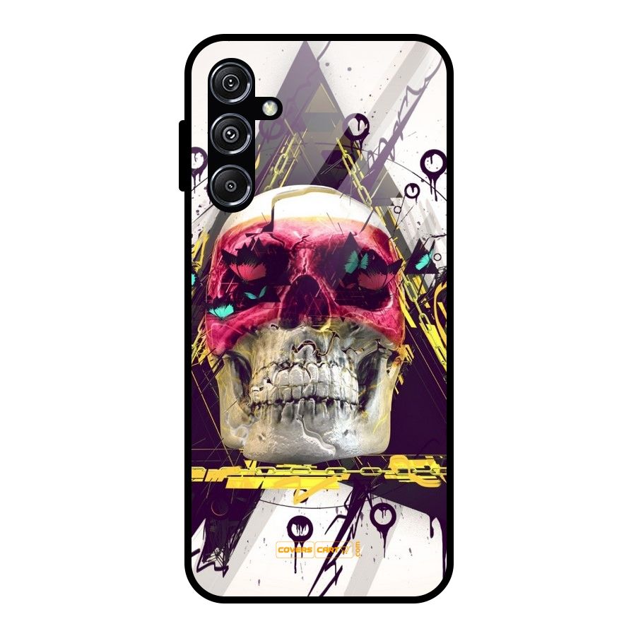 Abstract Skull Glass Back Case for Galaxy M34 5G