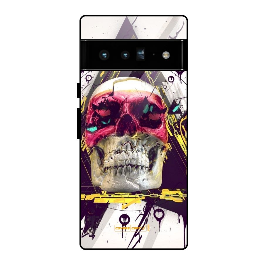Abstract Skull Glass Back Case for Google Pixel 6 Pro
