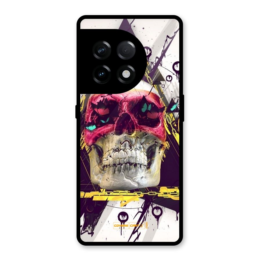 Abstract Skull Glass Back Case for OnePlus 11R