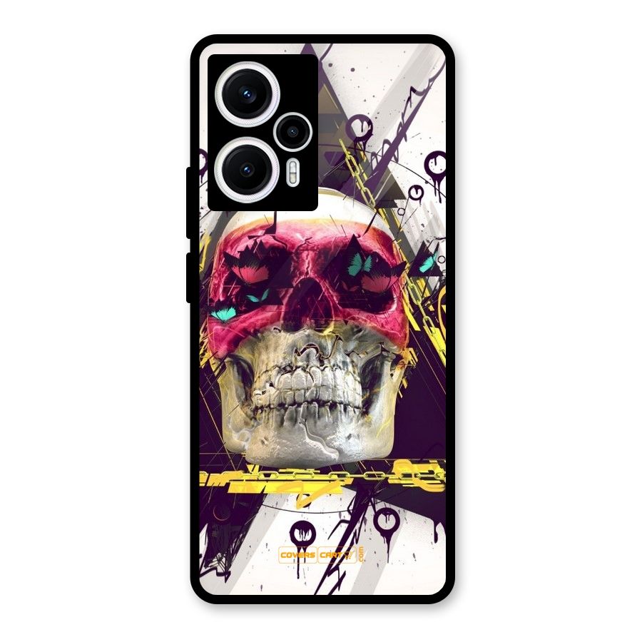 Abstract Skull Glass Back Case for Poco F5