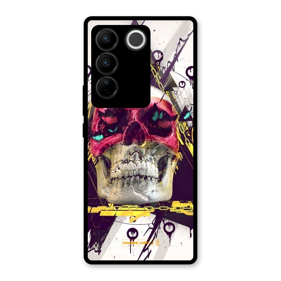 Abstract Skull Glass Back Case for Vivo V27 Pro