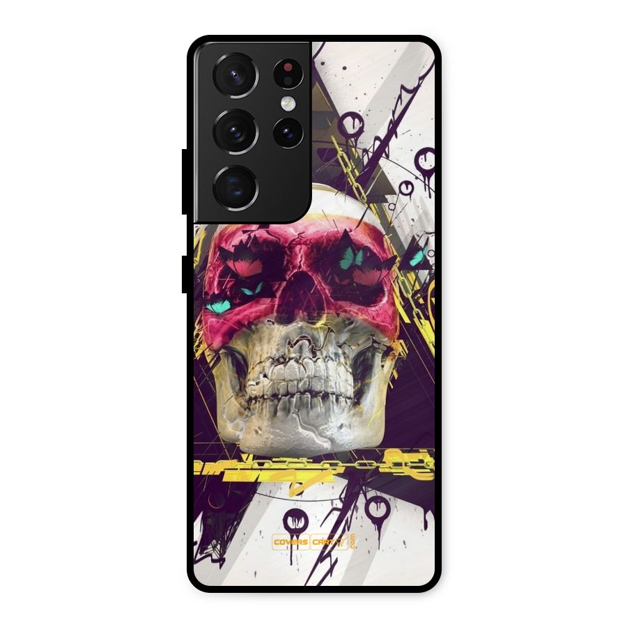 Abstract Skull Metal Back Case for Galaxy S21 Ultra 5G