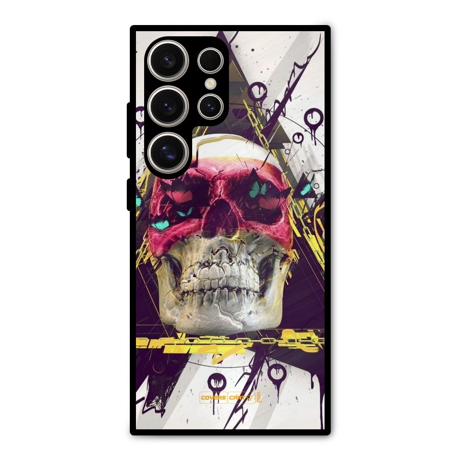 Abstract Skull Metal Back Case for Galaxy S24 Ultra