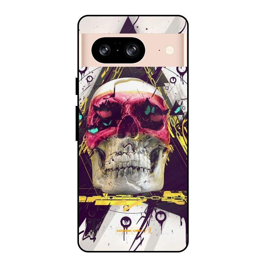 Abstract Skull Metal Back Case for Google Pixel 8