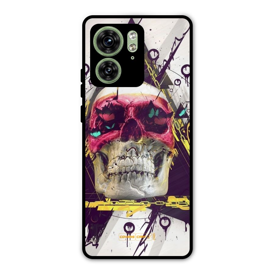 Abstract Skull Metal Back Case for Motorola Edge 40 5G