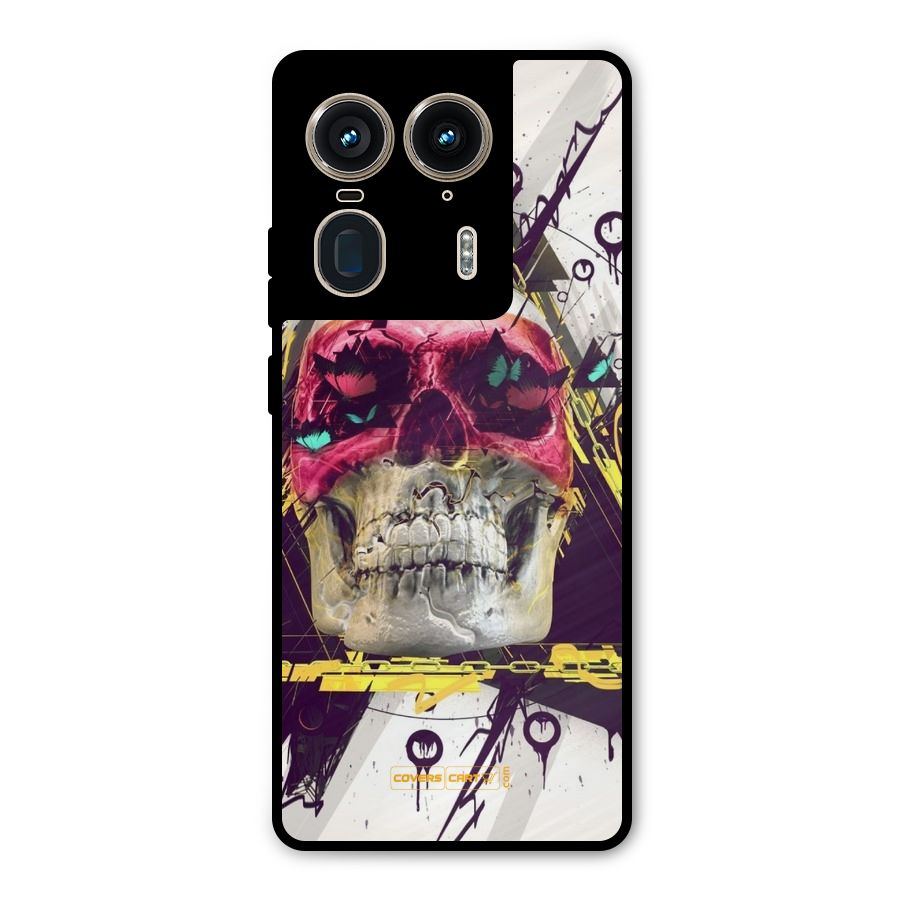 Abstract Skull Metal Back Case for Motorola Edge 50 Ultra