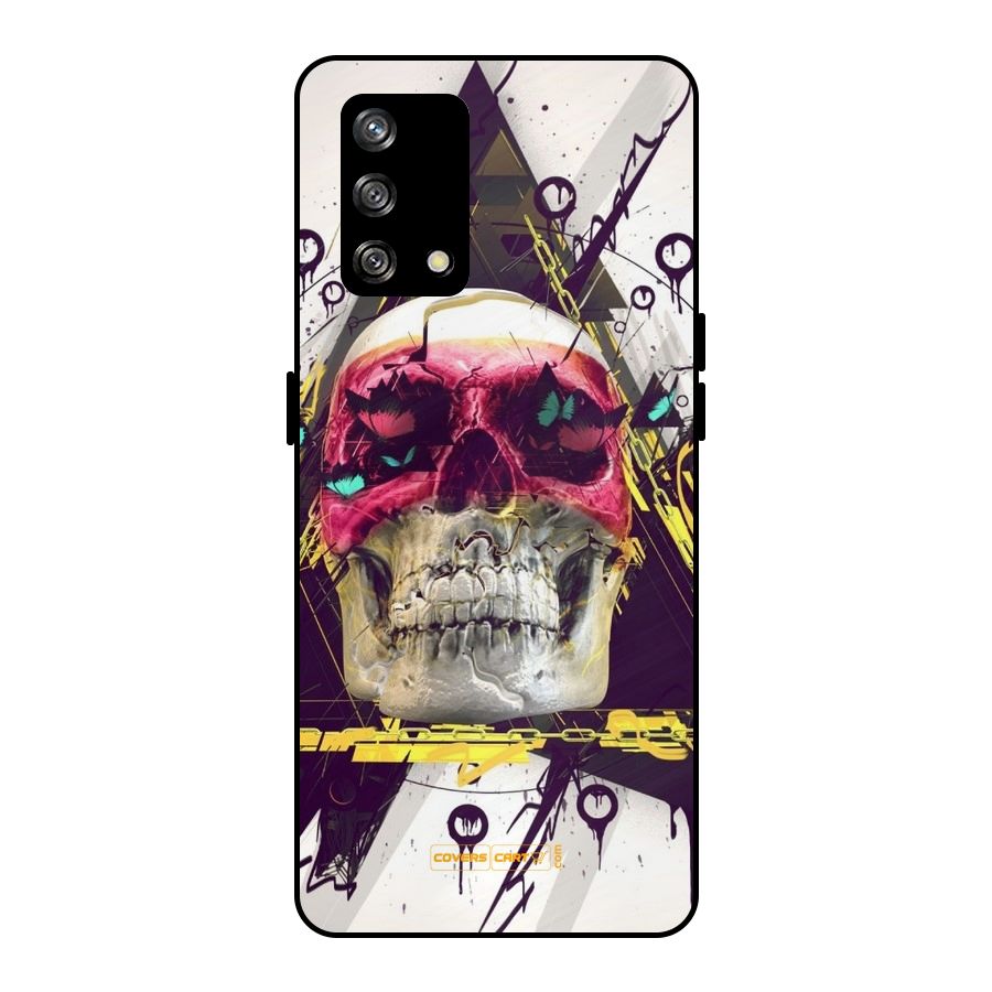 Abstract Skull Metal Back Case for Oppo F19