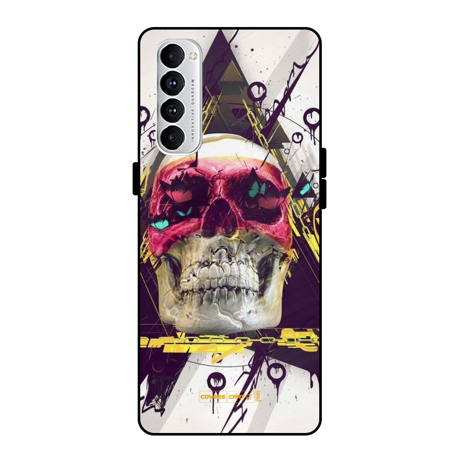 Abstract Skull Metal Back Case for Oppo Reno4 Pro
