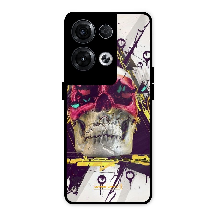Abstract Skull Metal Back Case for Oppo Reno8 Pro 5G