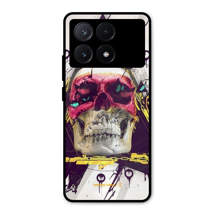 Abstract Skull Metal Back Case for Poco X6 Pro