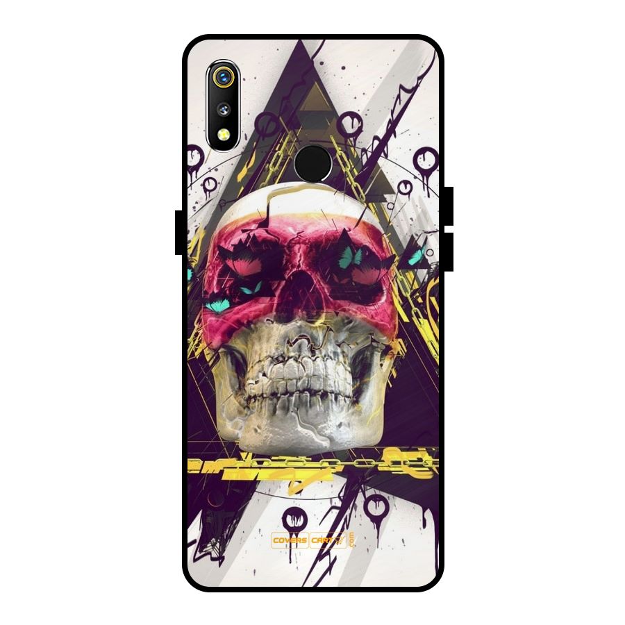 Abstract Skull Metal Back Case for Realme 3