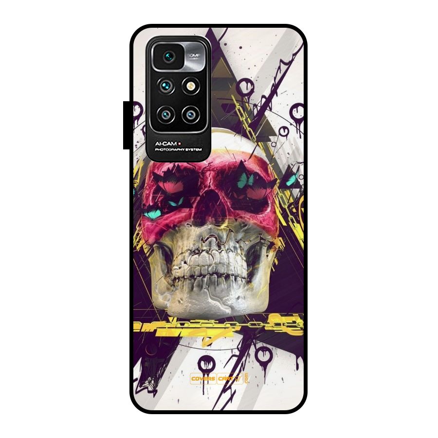 Abstract Skull Metal Back Case for Redmi 10 Prime