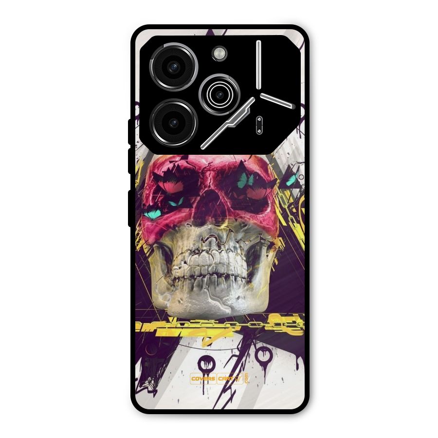 Abstract Skull Metal Back Case for Tecno Pova 6 Pro
