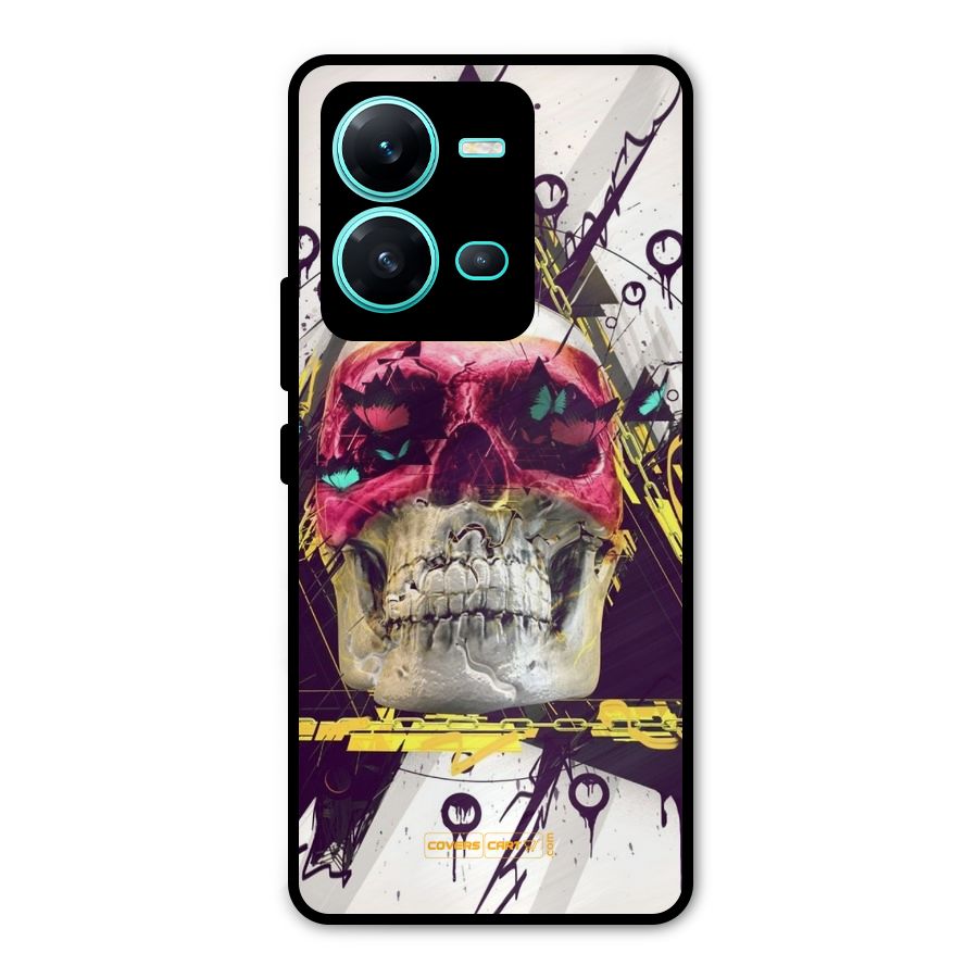 Abstract Skull Metal Back Case for Vivo V25