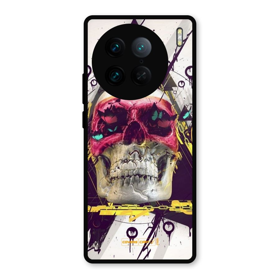 Abstract Skull Metal Back Case for Vivo X90 Pro