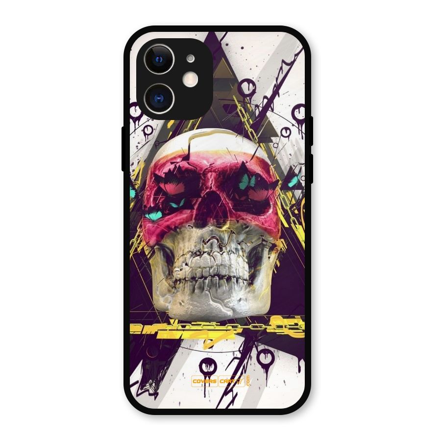 Abstract Skull Metal Back Case for iPhone 12