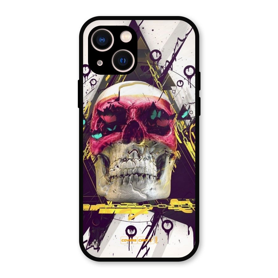 Abstract Skull Metal Back Case for iPhone 13