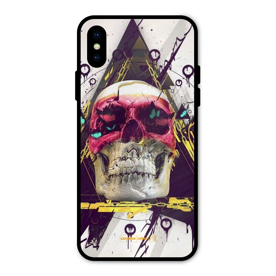 Abstract Skull Metal Back Case for iPhone X