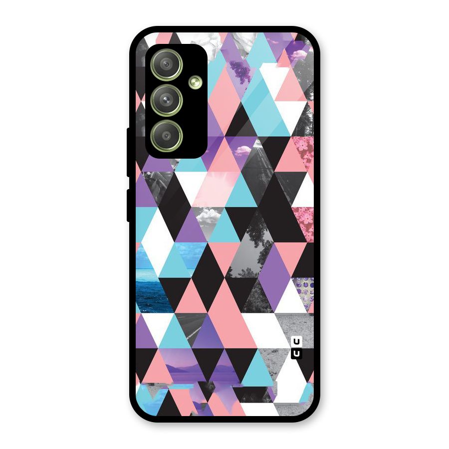 Abstract Splash Triangles Glass Back Case for Galaxy A54