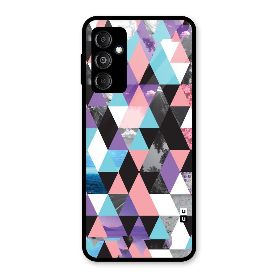 Abstract Splash Triangles Glass Back Case for Galaxy M14 5G