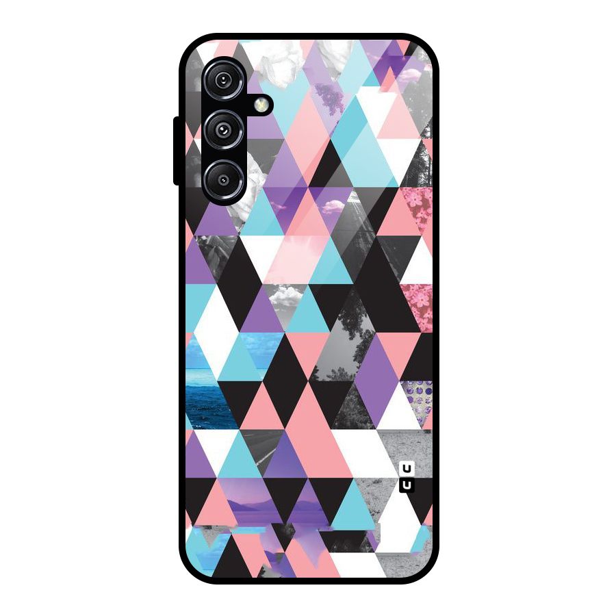Abstract Splash Triangles Glass Back Case for Galaxy M34 5G