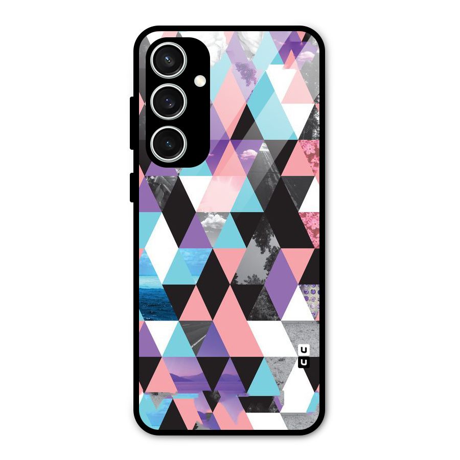 Abstract Splash Triangles Glass Back Case for Galaxy S23 FE