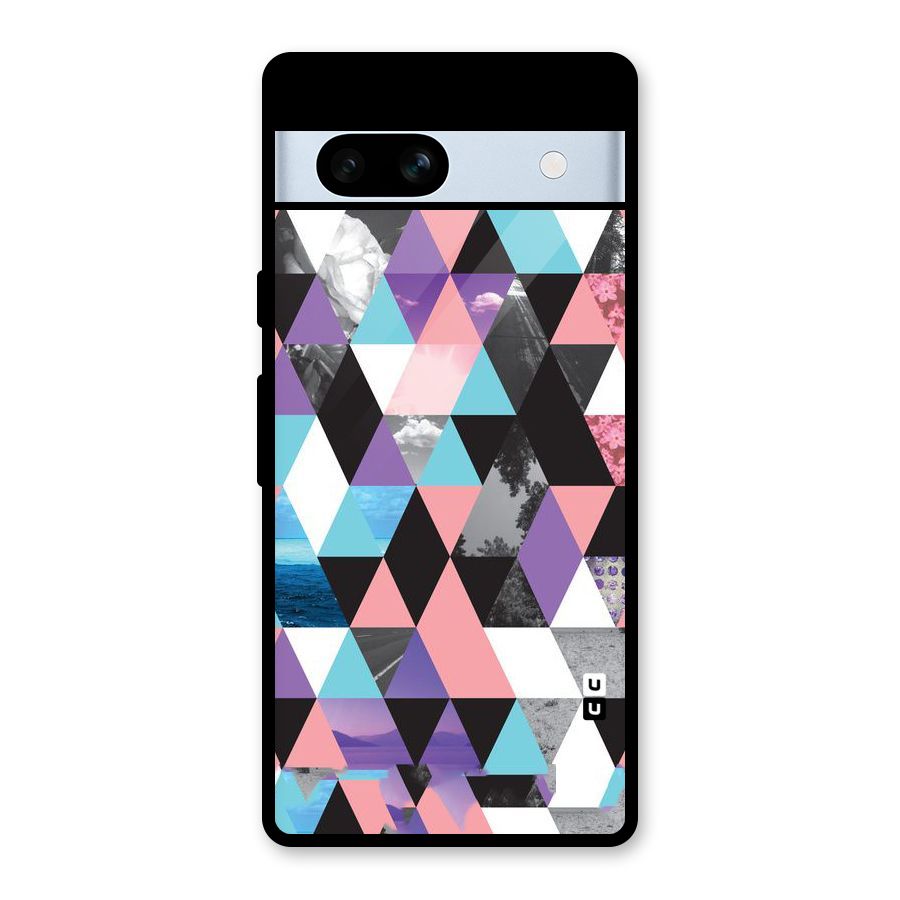 Abstract Splash Triangles Glass Back Case for Google Pixel 7a