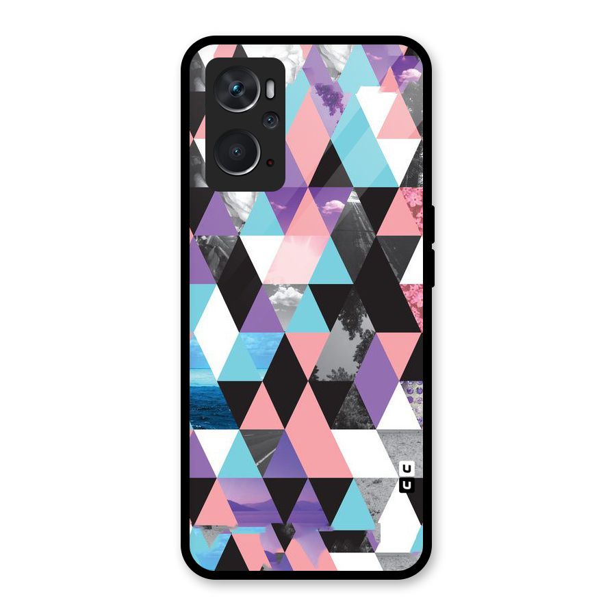 Abstract Splash Triangles Glass Back Case for Oppo K10 4G