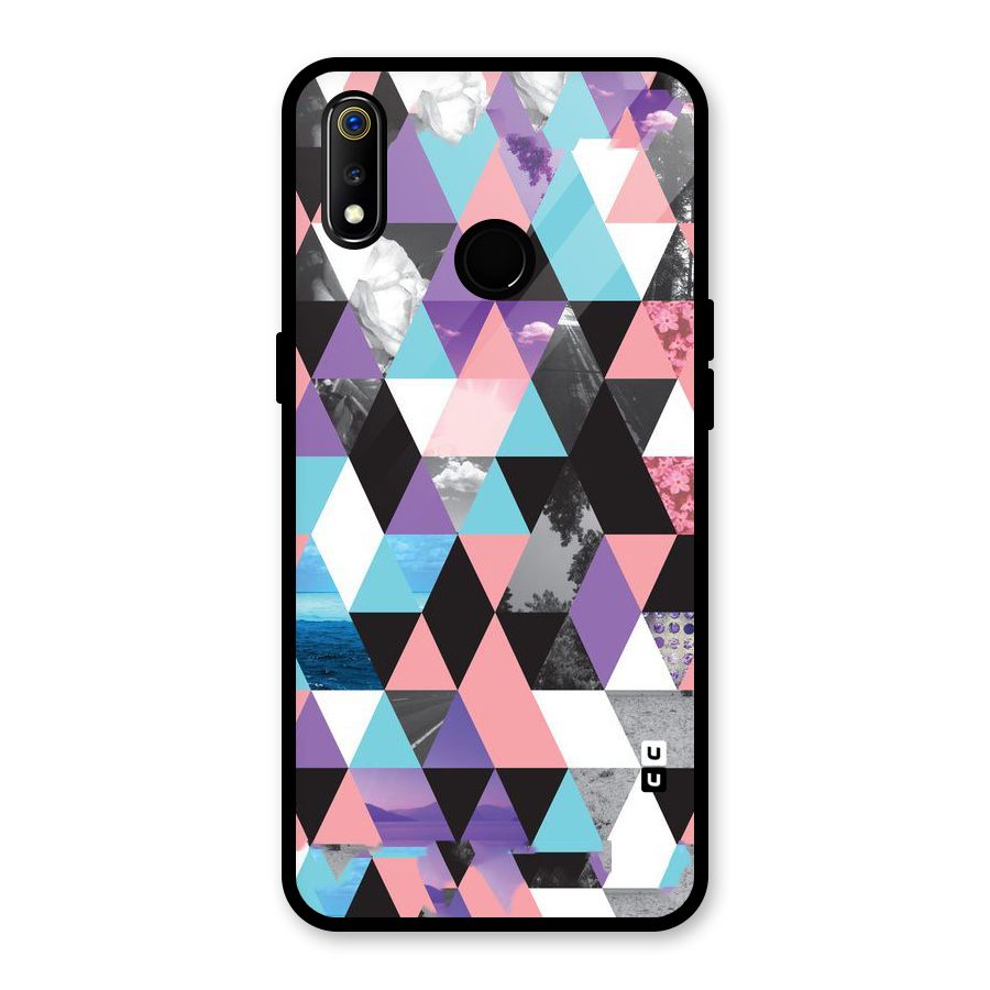Abstract Splash Triangles Glass Back Case for Realme 3