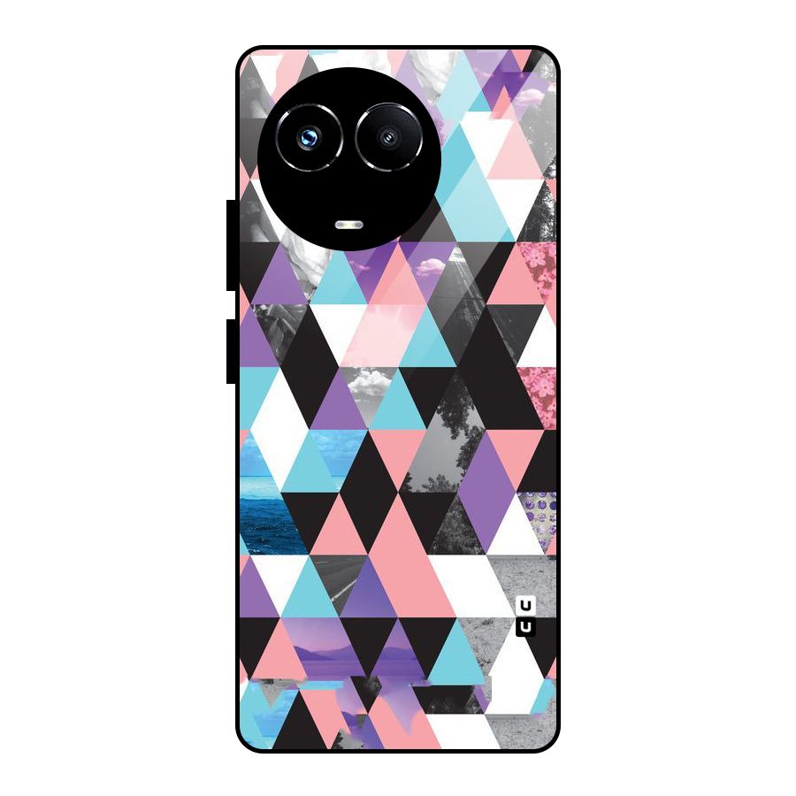 Abstract Splash Triangles Glass Back Case for Realme Narzo 60X