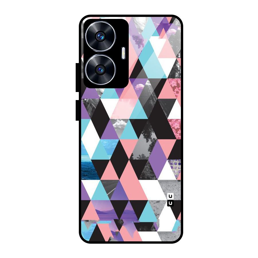 Abstract Splash Triangles Glass Back Case for Realme Narzo N55