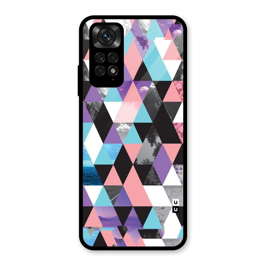Abstract Splash Triangles Glass Back Case for Redmi Note 11S
