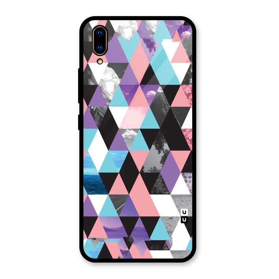 Abstract Splash Triangles Glass Back Case for Vivo V11 Pro