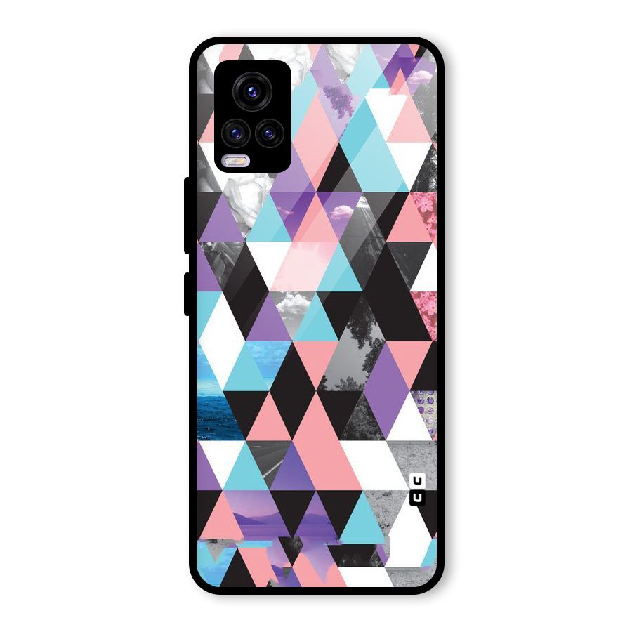 Abstract Splash Triangles Glass Back Case for Vivo V20 2021