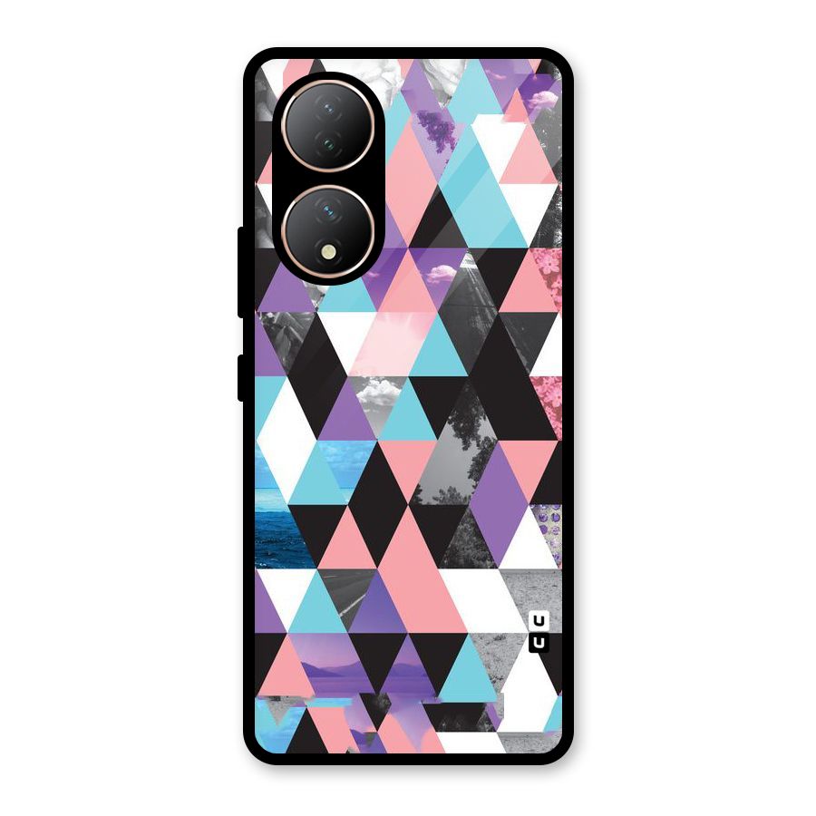 Abstract Splash Triangles Glass Back Case for Vivo Y100A